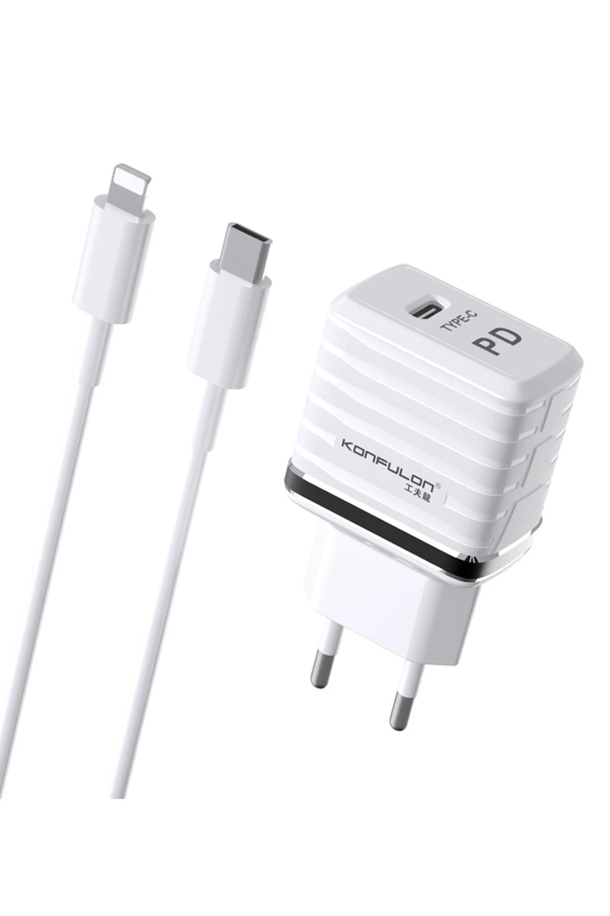 Konfulon C32D 20W PD Şarj Cihazı + DC13 1M 20W Type-C to Lightning Kablolu Şarj Cihazı iphone Uyumlu