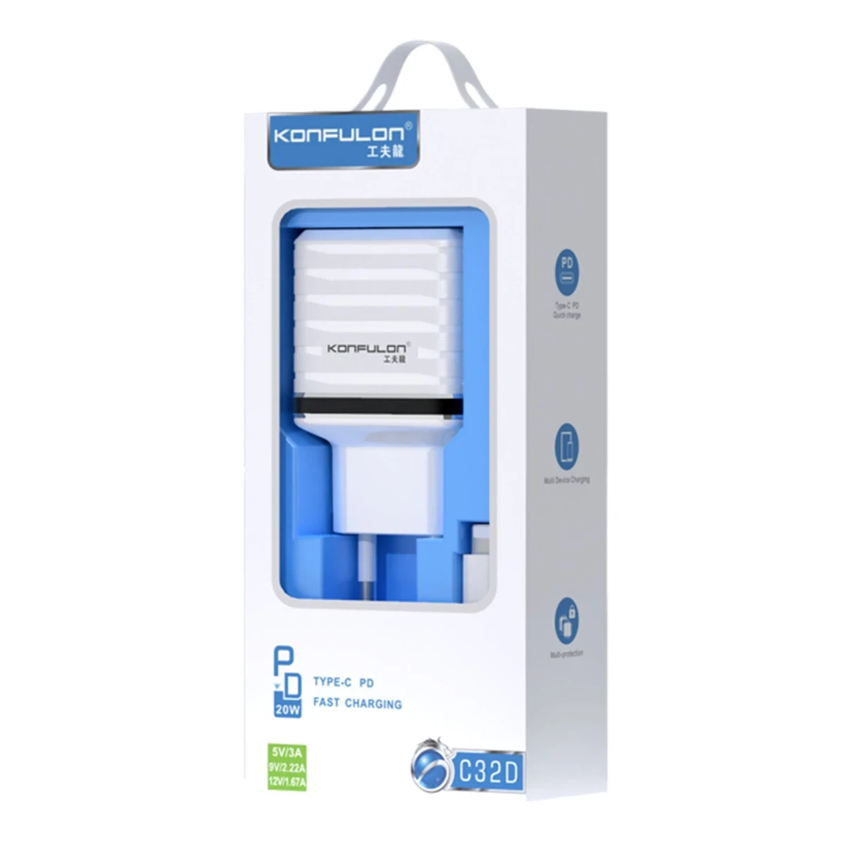 Konfulon C32D 20W PD Şarj Cihazı + DC13 1M 20W Type-C to Lightning Kablolu Şarj Cihazı iphone Uyumlu — görsel 10