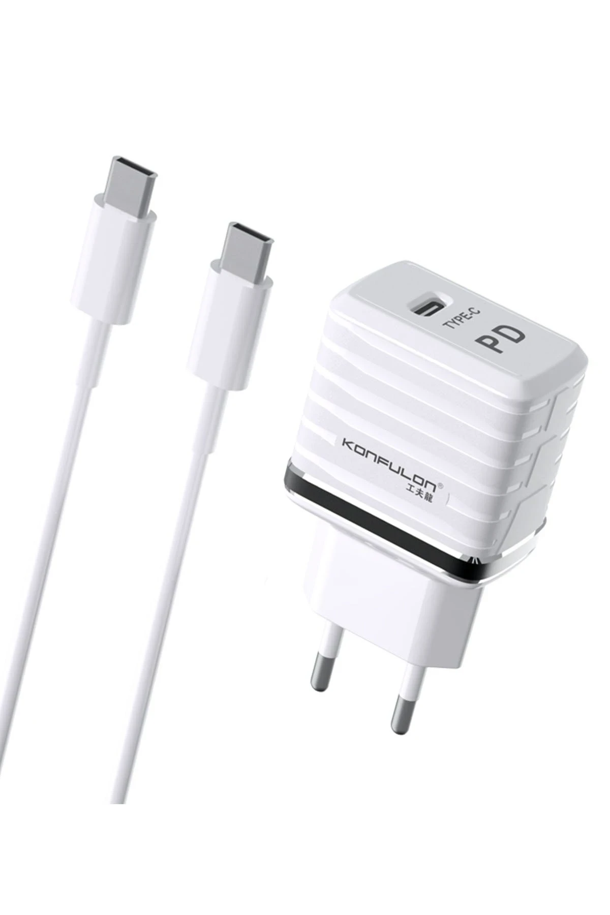 Konfulon C32D 20W PD Şarj Cihazı + DC15 1M 20W 5A Type-C to Type-C Kablolu Şarj Cihazı