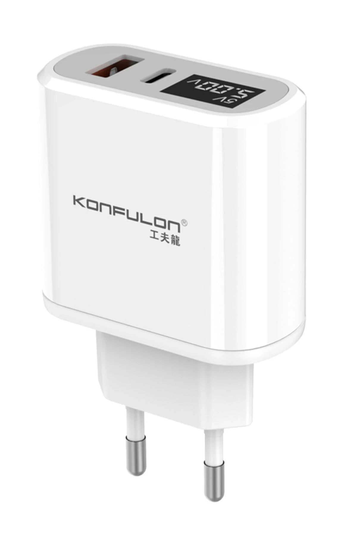 Konfulon C66 Type-C PD 18W Dijital Seyahat Hızlı Şarj Cihazı - Siyah — görsel 2