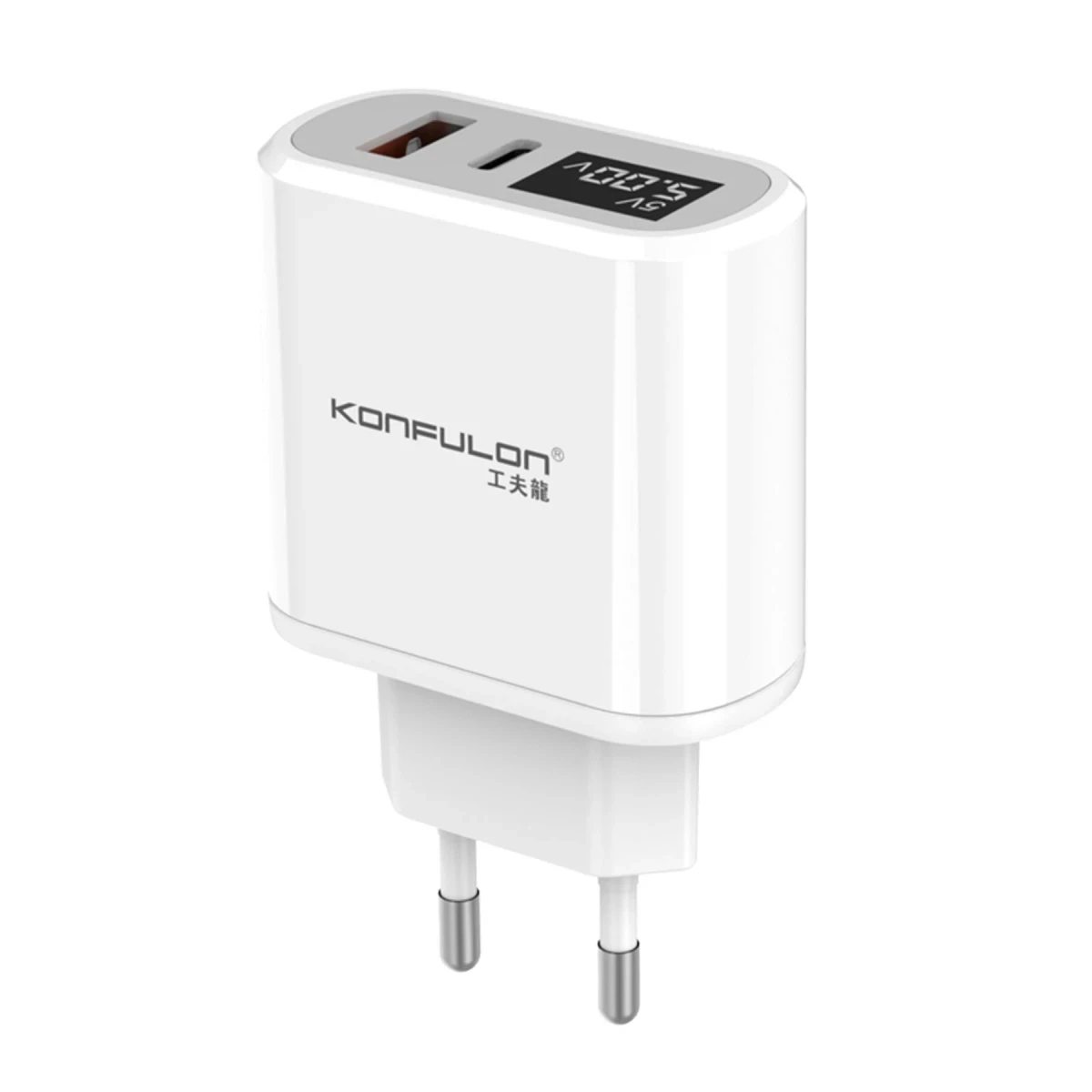 Konfulon C66 Type-C PD 18W Dijital Seyahat Hızlı Şarj Cihazı - Siyah — görsel 7