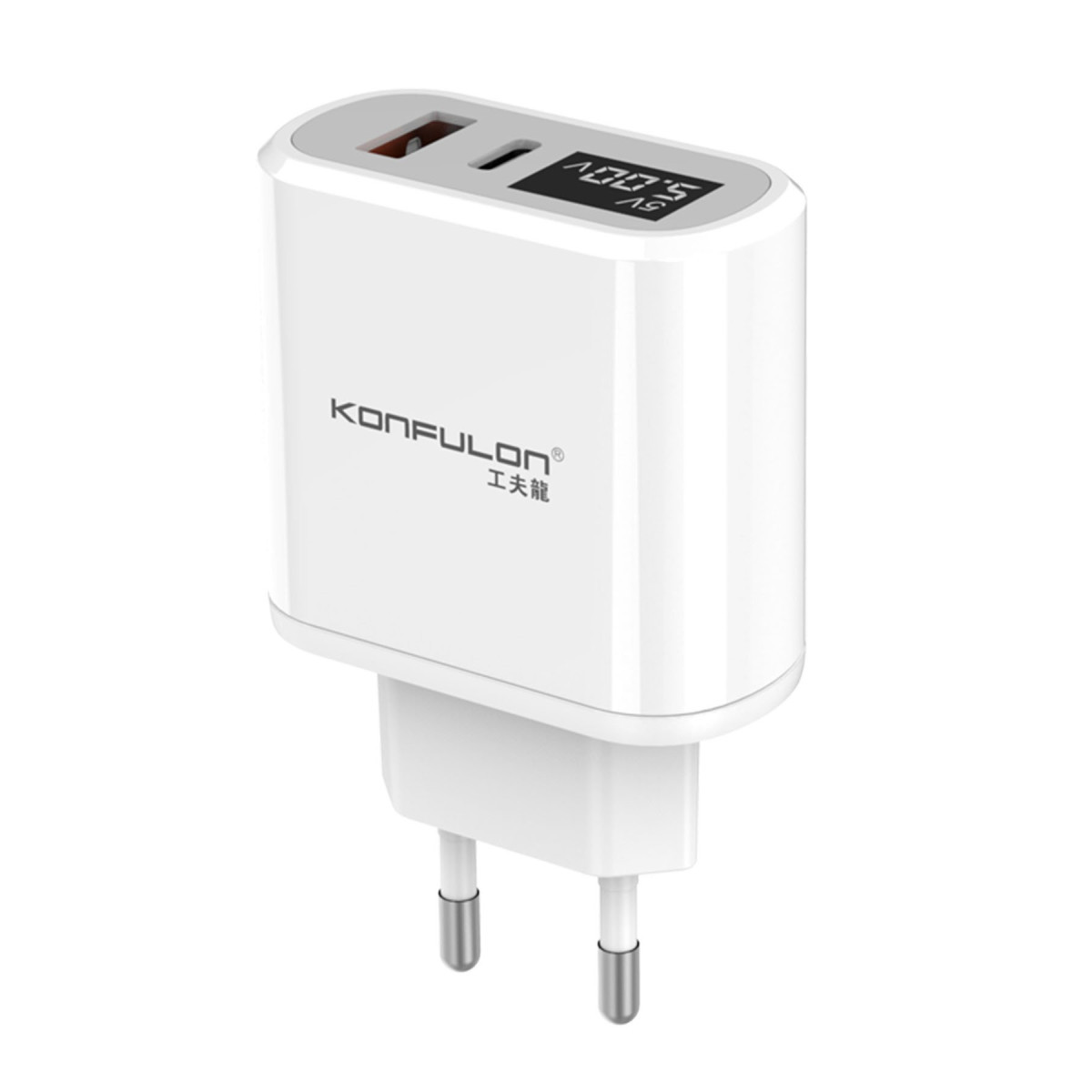 Konfulon C66 Type-C PD 18W Dijital Seyahat Hızlı Şarj Cihazı - Siyah — görsel 12
