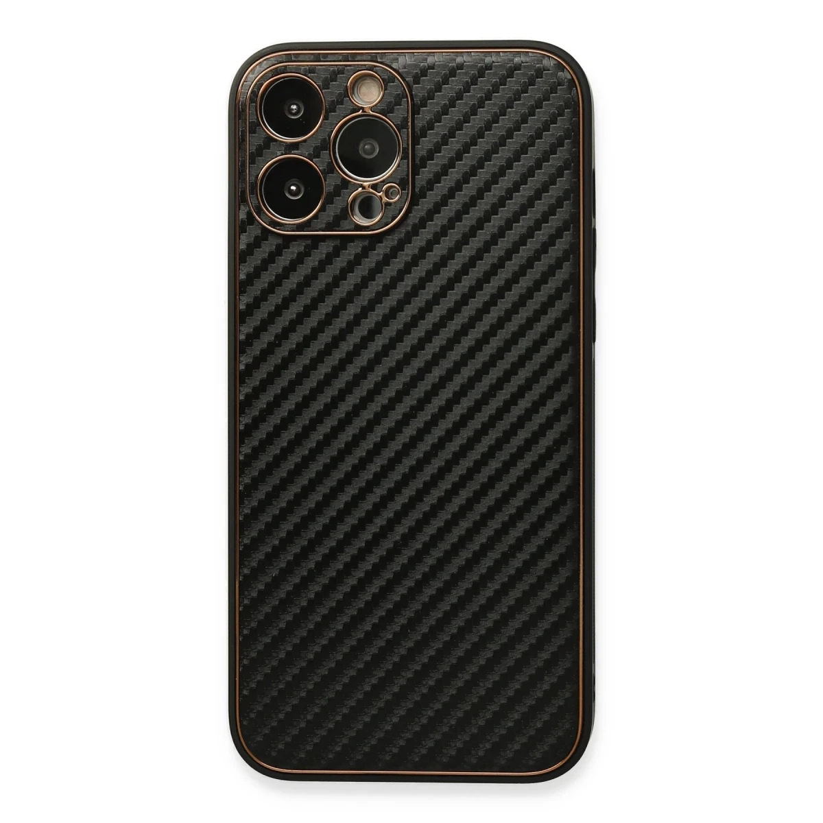 Newface Apple iPhone 13 Pro Max Kılıf Coco Karbon Silikon - Siyah
