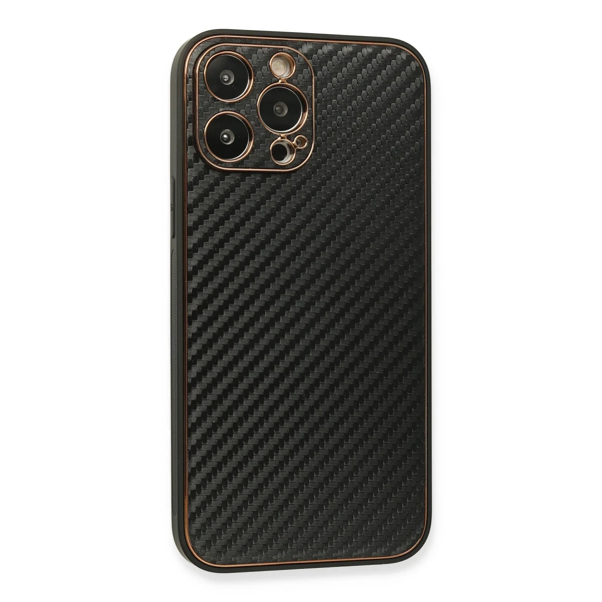 Newface Apple iPhone 13 Pro Max Kılıf Coco Karbon Silikon - Siyah