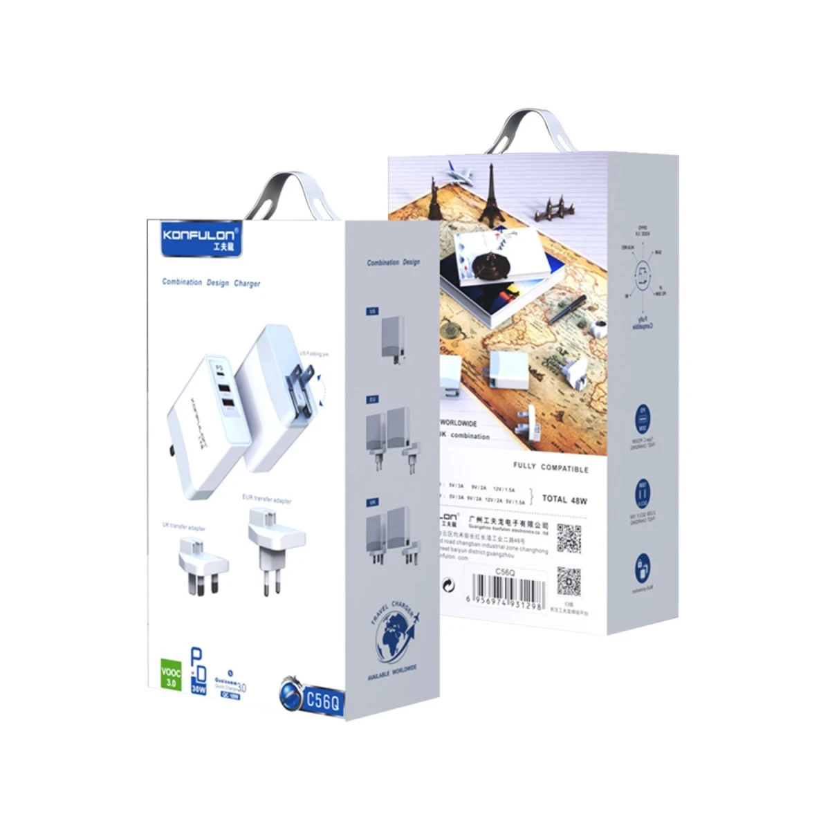 Konfulon C56Q 2 USB Type-C 3.0 Quick PD 30W Seyahat Şarj Cihazı — görsel 10