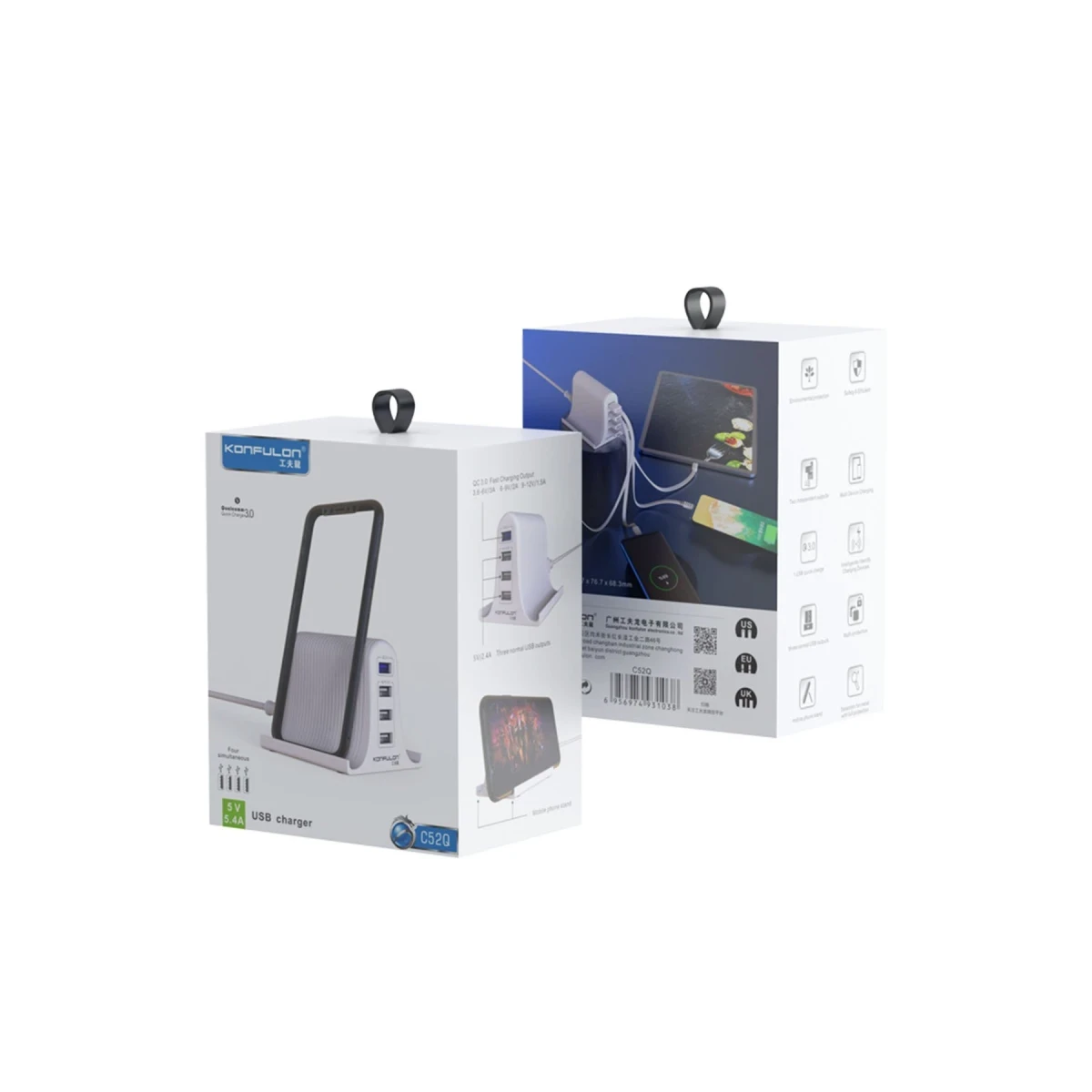 Konfulon C52Q 4 USB 3.0 Quick Standlı Seyahat Şarj Cihazı — görsel 10