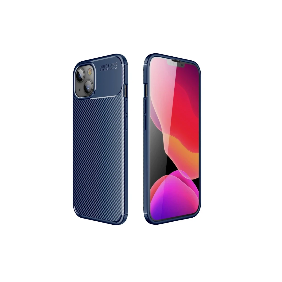 Newface Apple iPhone 13 Kılıf Auto Focus Karbon Kapak - Lacivert — görsel 3