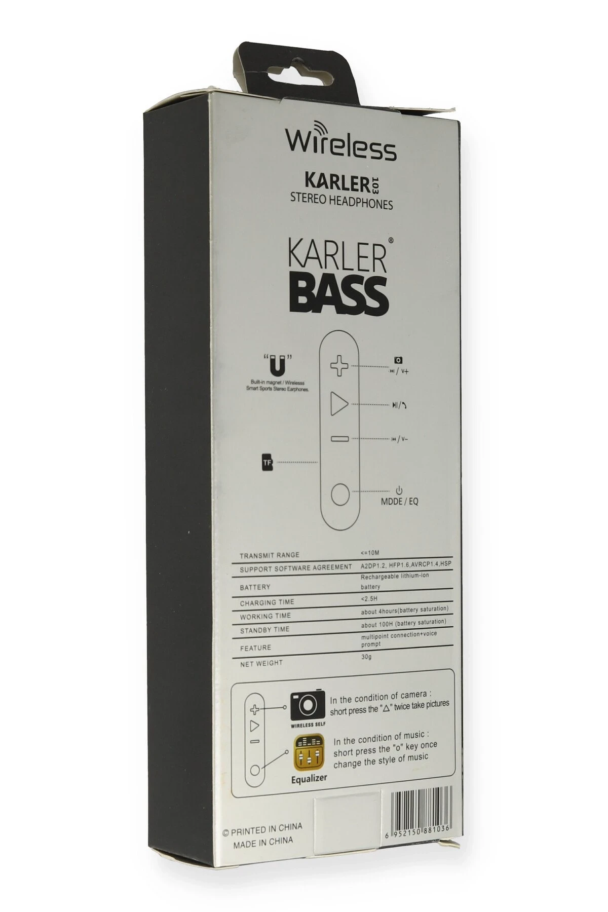 Karler Bass KR103 Kablosuz Kulaklık - Gri — görsel 2