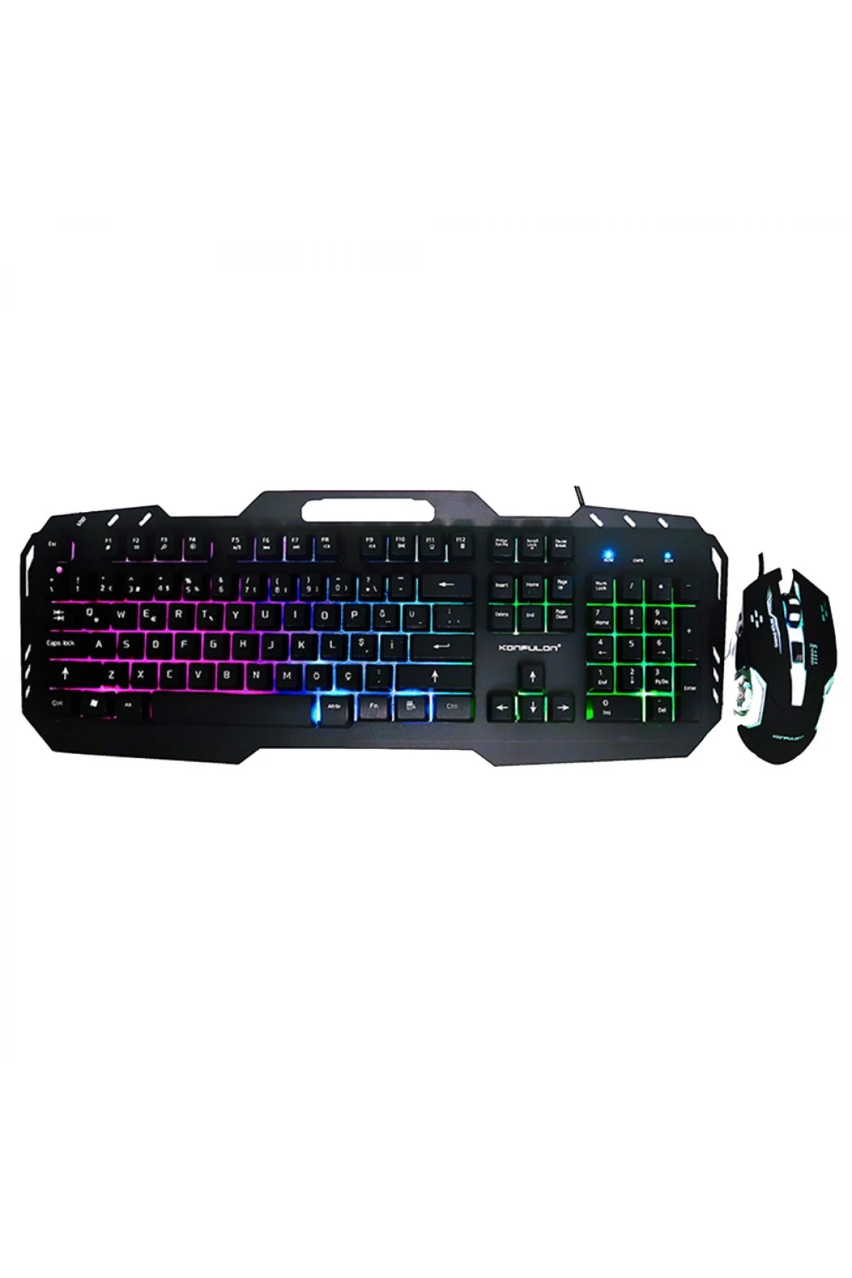 Konfulon W200 RGB Işıklı Türkçe Q Gaming Kablolu Klavye Mouse Set