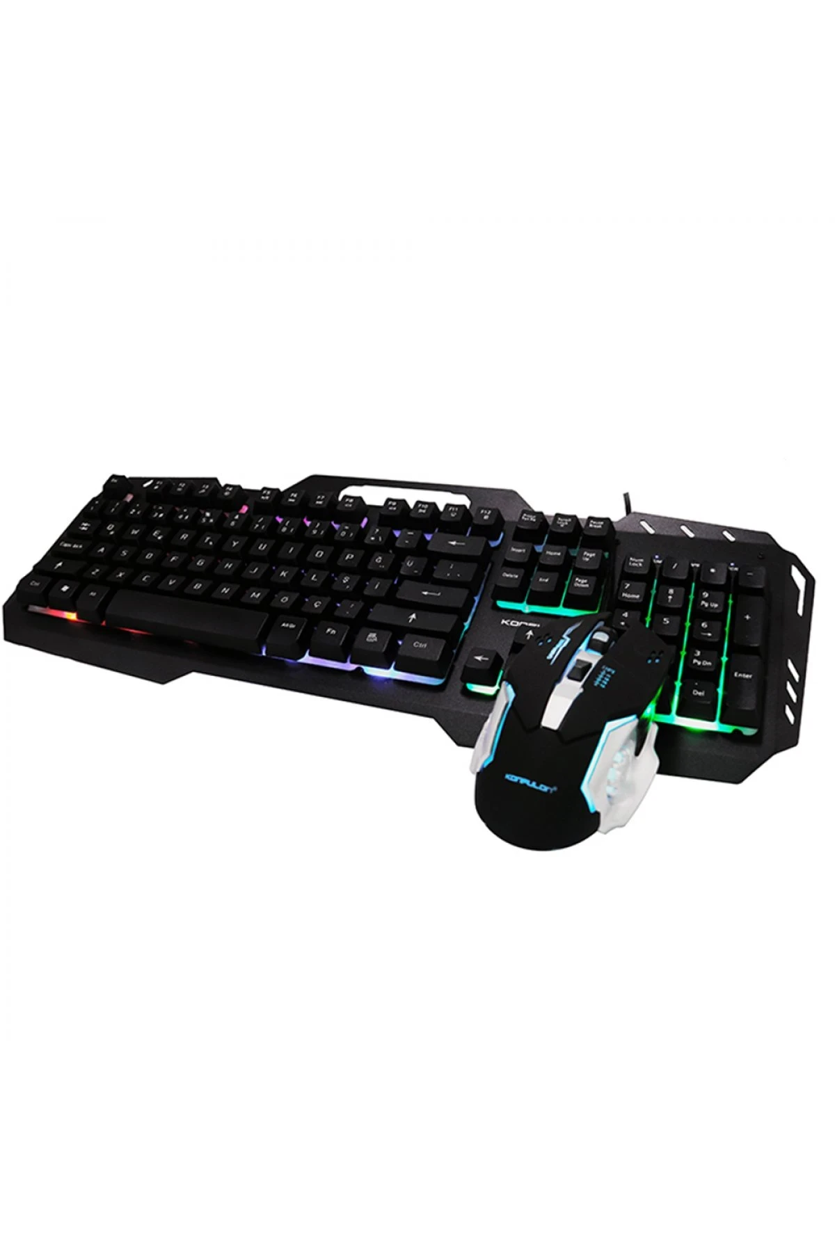 Konfulon W200 RGB Işıklı Türkçe Q Gaming Kablolu Klavye Mouse Set — görsel 2