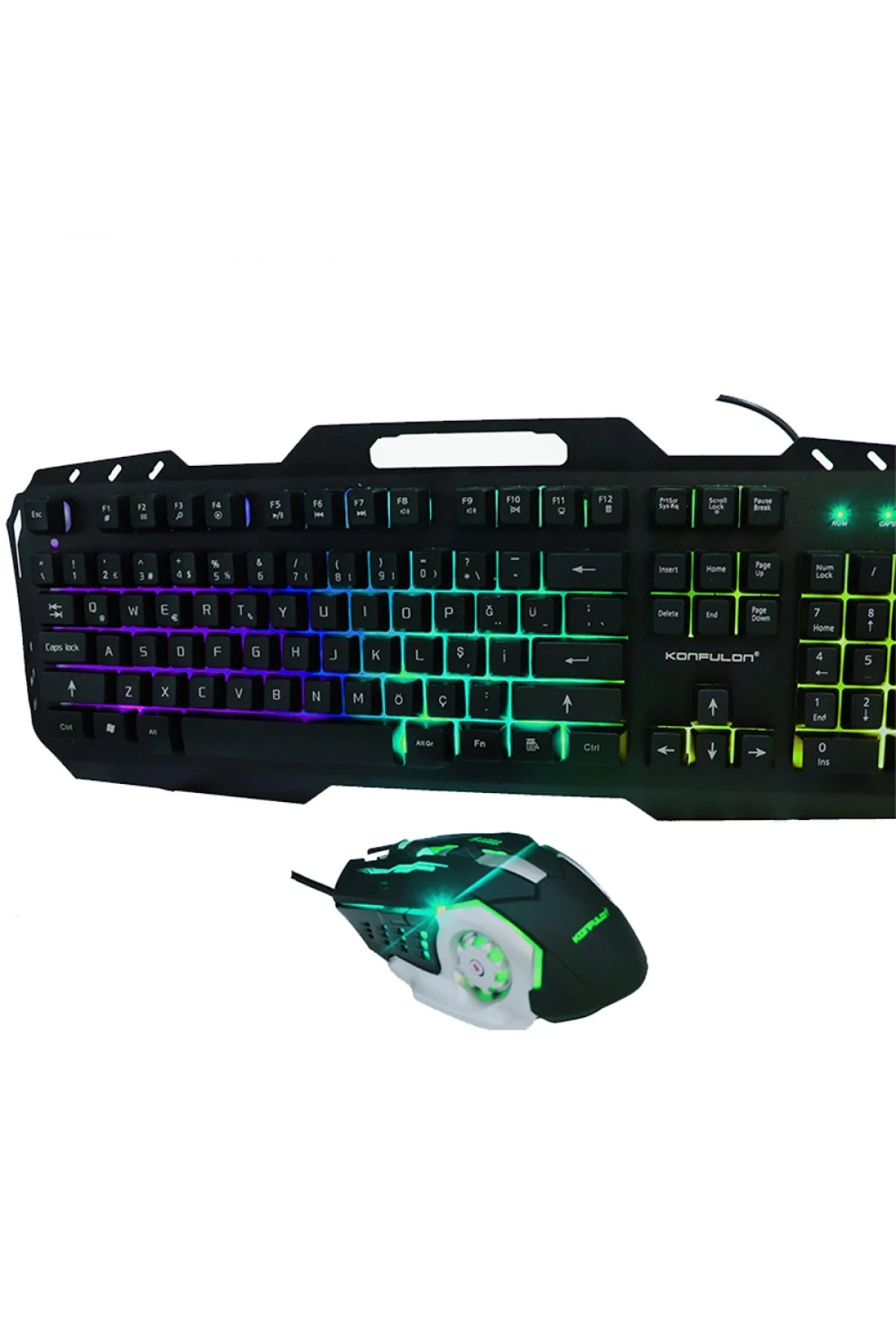 Konfulon W200 RGB Işıklı Türkçe Q Gaming Kablolu Klavye Mouse Set — görsel 3