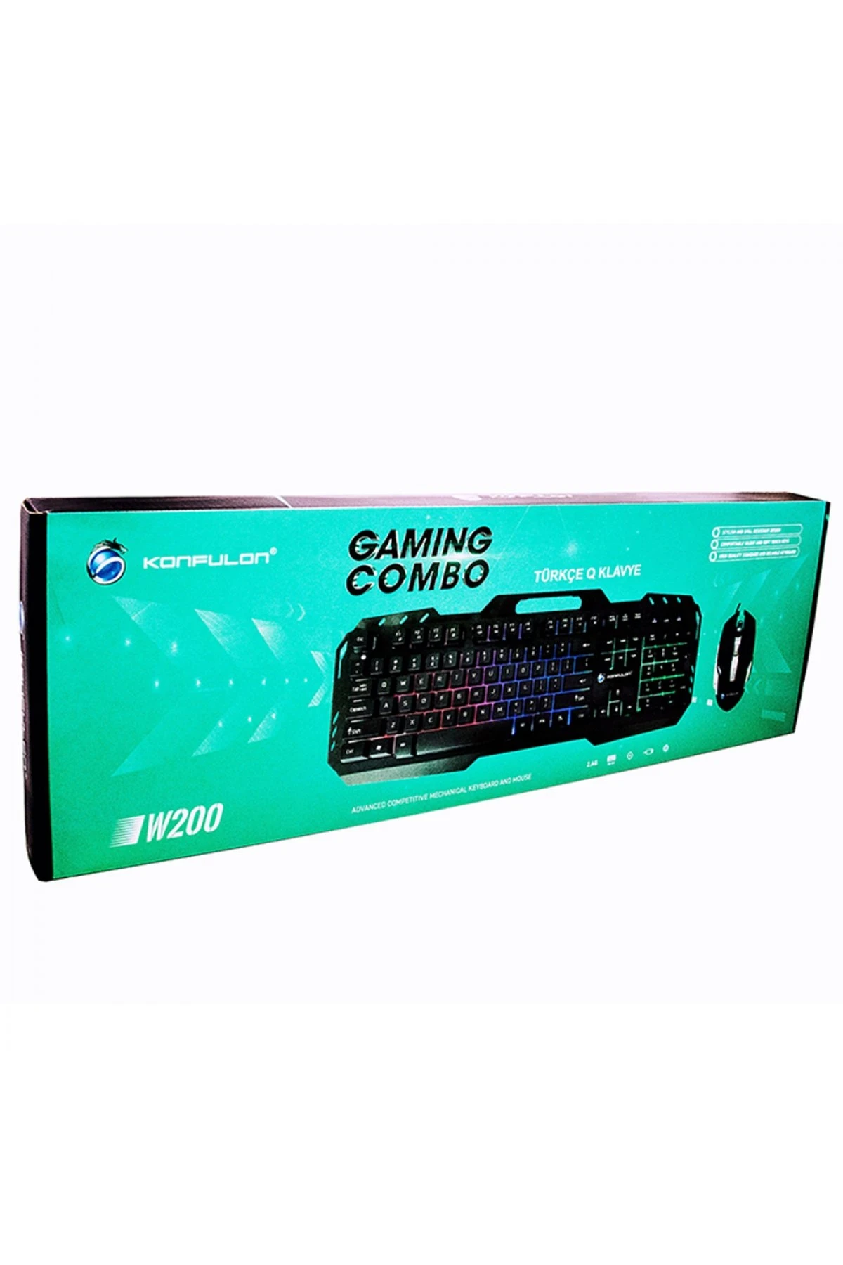 Konfulon W200 RGB Işıklı Türkçe Q Gaming Kablolu Klavye Mouse Set — görsel 4