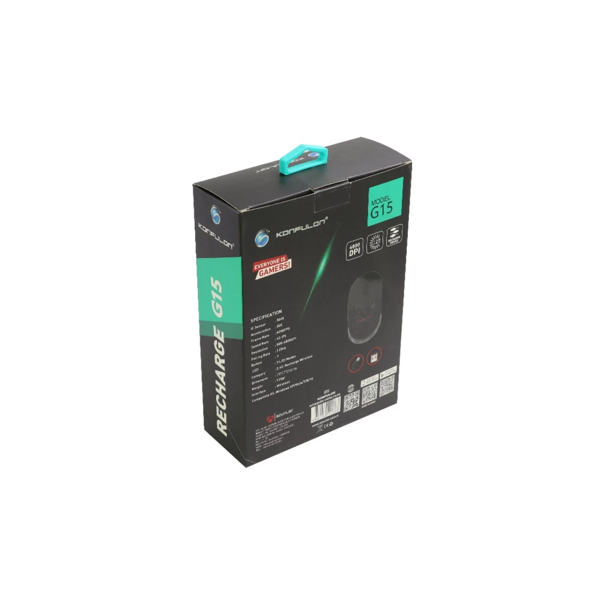 Konfulon G15 RGB Işıklı Şarjlı 4800 DPI Kablosuz Mouse — görsel 10