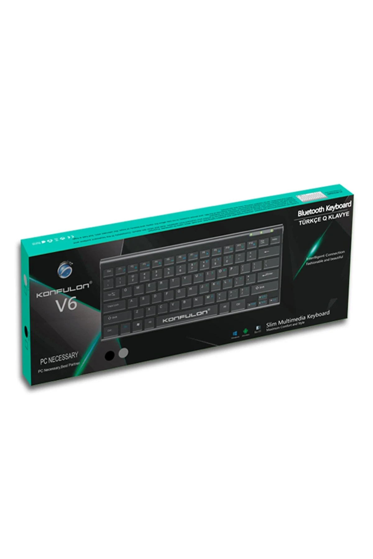 Konfulon V6 Bluetooth 5.0 Standlı Türkçe Q Klavye - Siyah — görsel 2