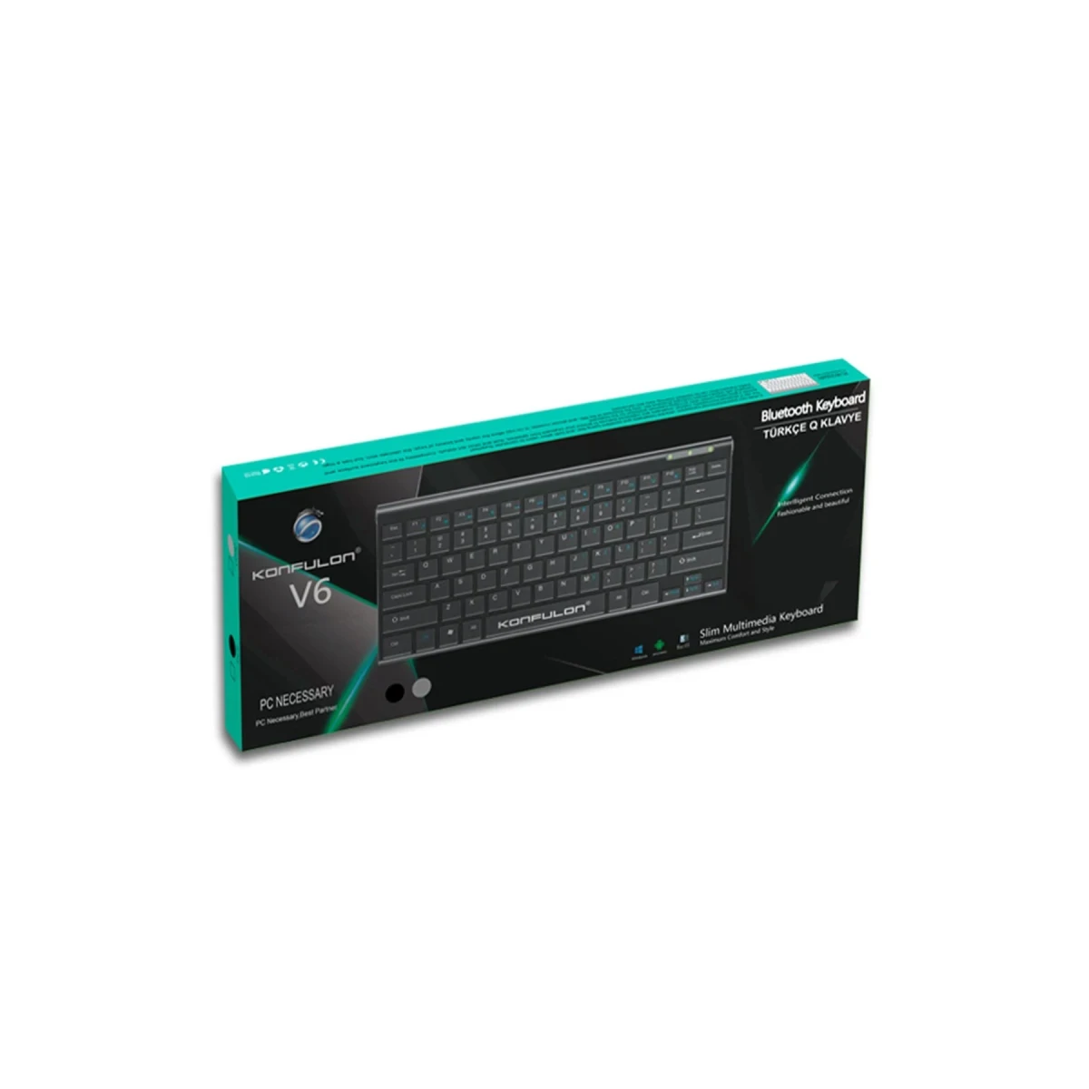 Konfulon V6 Bluetooth 5.0 Standlı Türkçe Q Klavye - Siyah — görsel 6