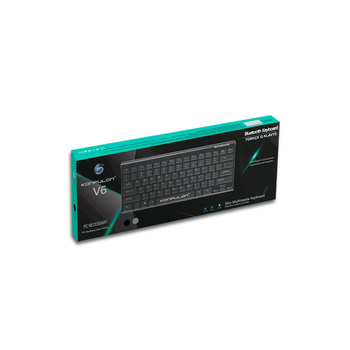 Konfulon V6 Bluetooth 5.0 Standlı Türkçe Q Klavye - Siyah — görsel 10
