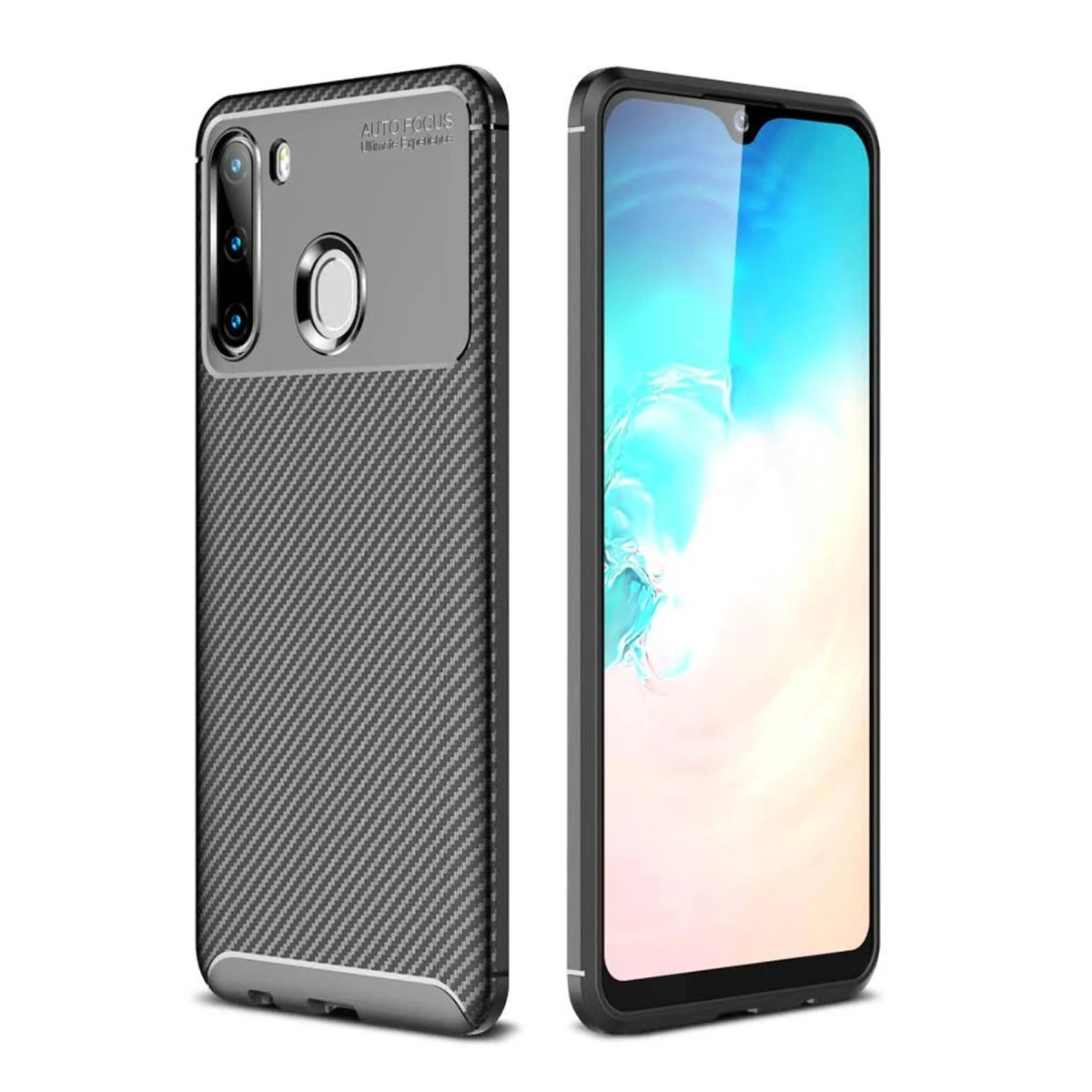Newface Samsung Galaxy A21 Kılıf Auto Focus Karbon Kapak - Siyah — görsel 4