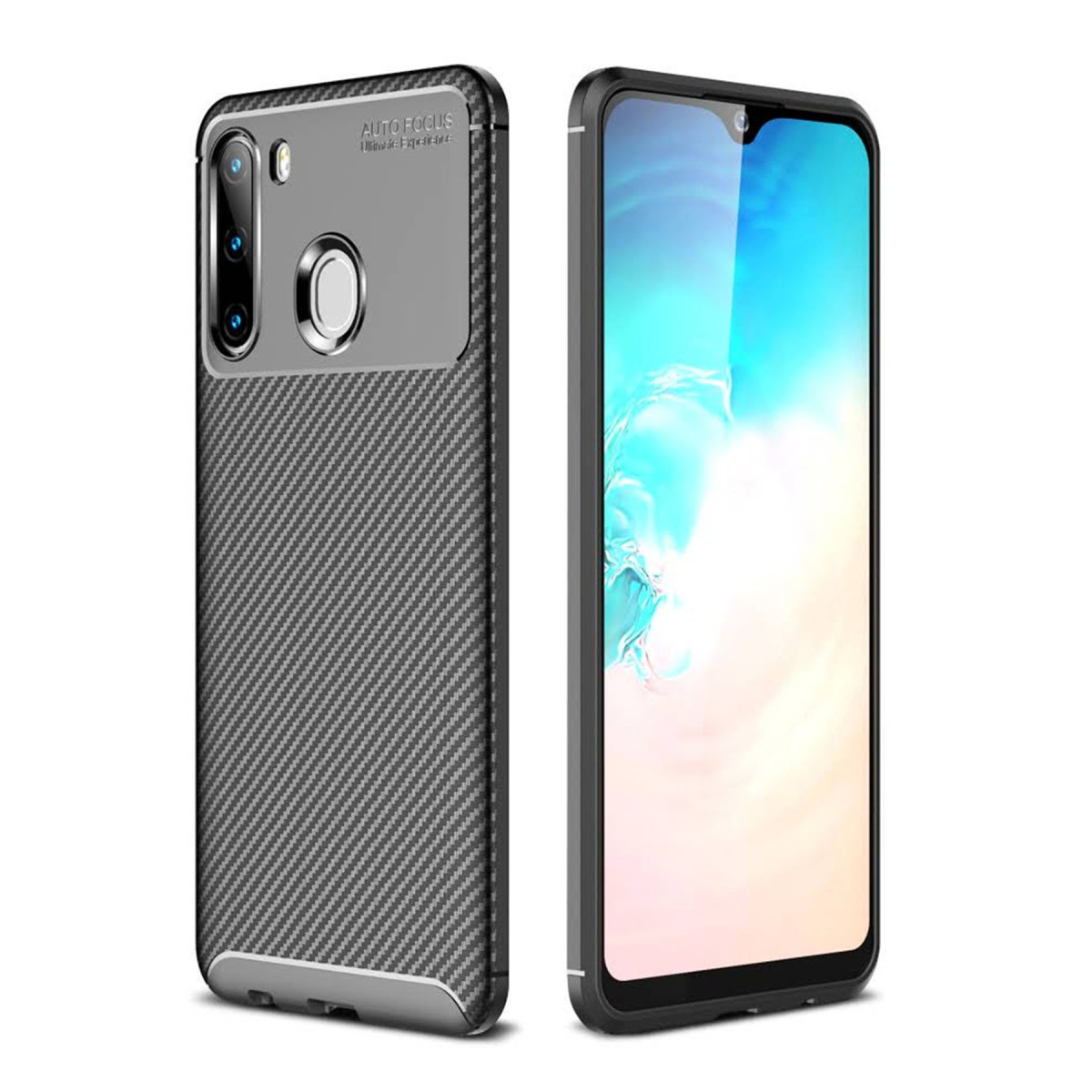 Newface Samsung Galaxy A21 Kılıf Auto Focus Karbon Kapak - Siyah — görsel 7