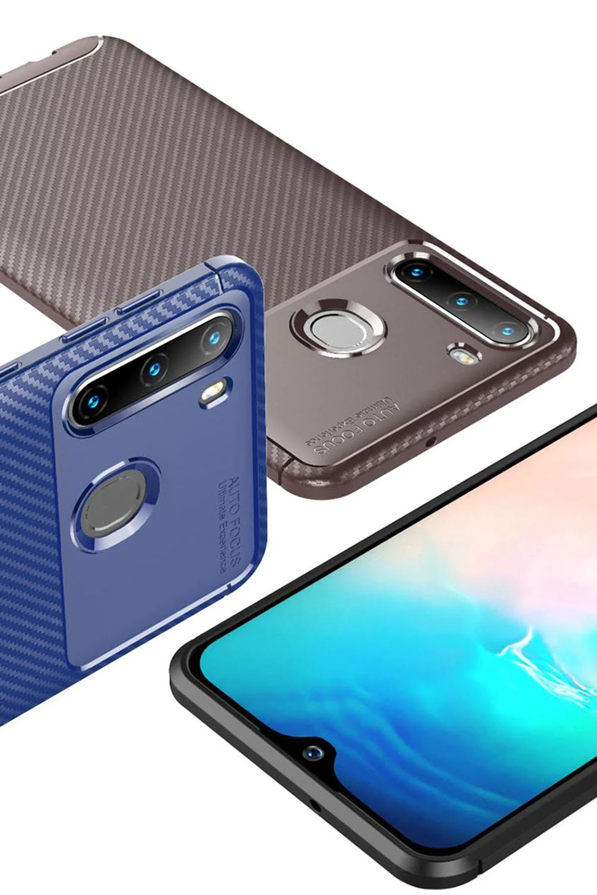 Newface Samsung Galaxy A21 Kılıf Auto Focus Karbon Kapak - Siyah — görsel 2