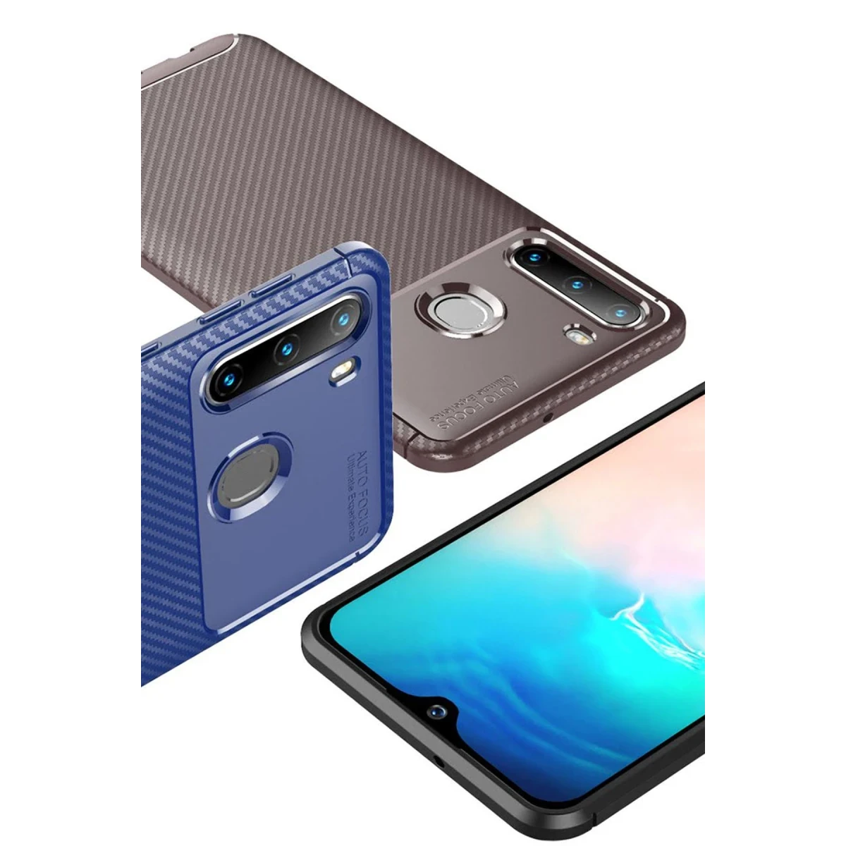 Newface Samsung Galaxy A21 Kılıf Auto Focus Karbon Kapak - Siyah — görsel 5