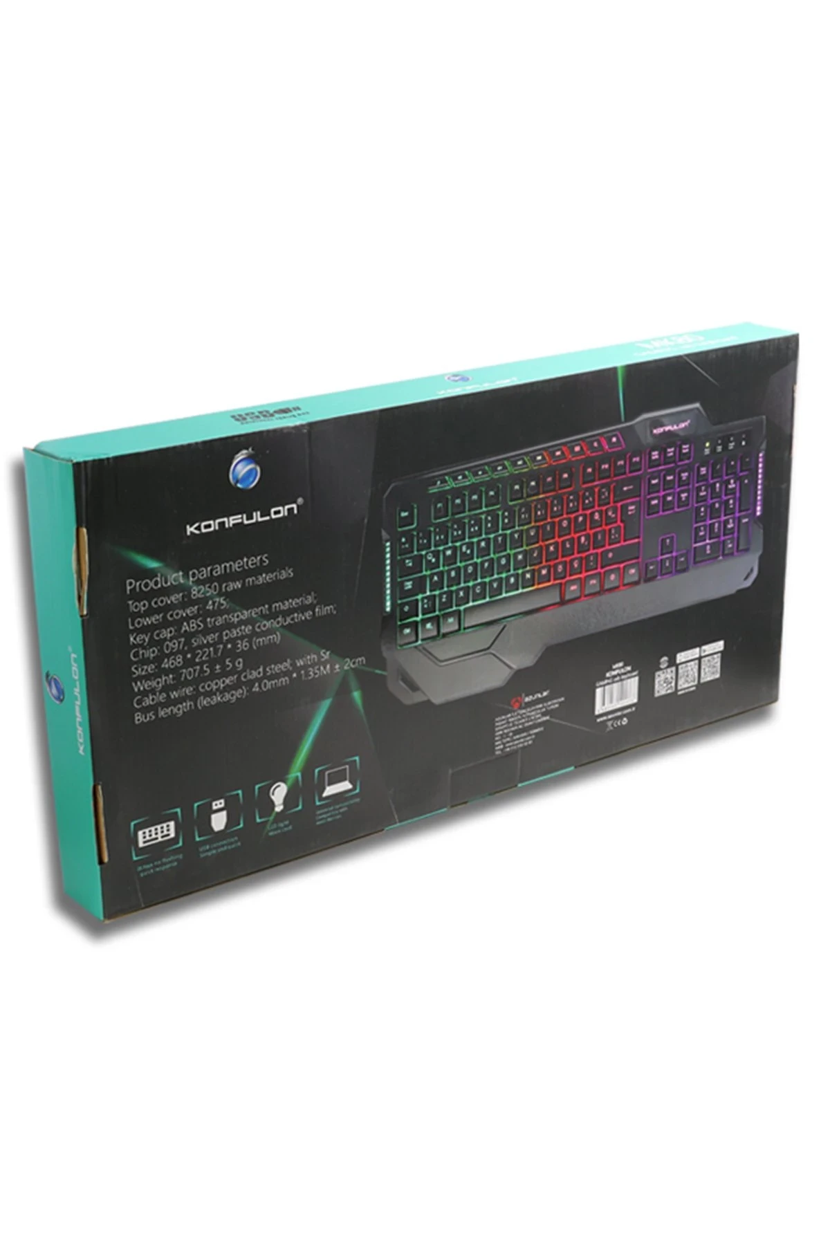 Konfulon MK80 RGB Işıklı Türkçe Q Kablolu Mekanik Hisli Klavye — görsel 5