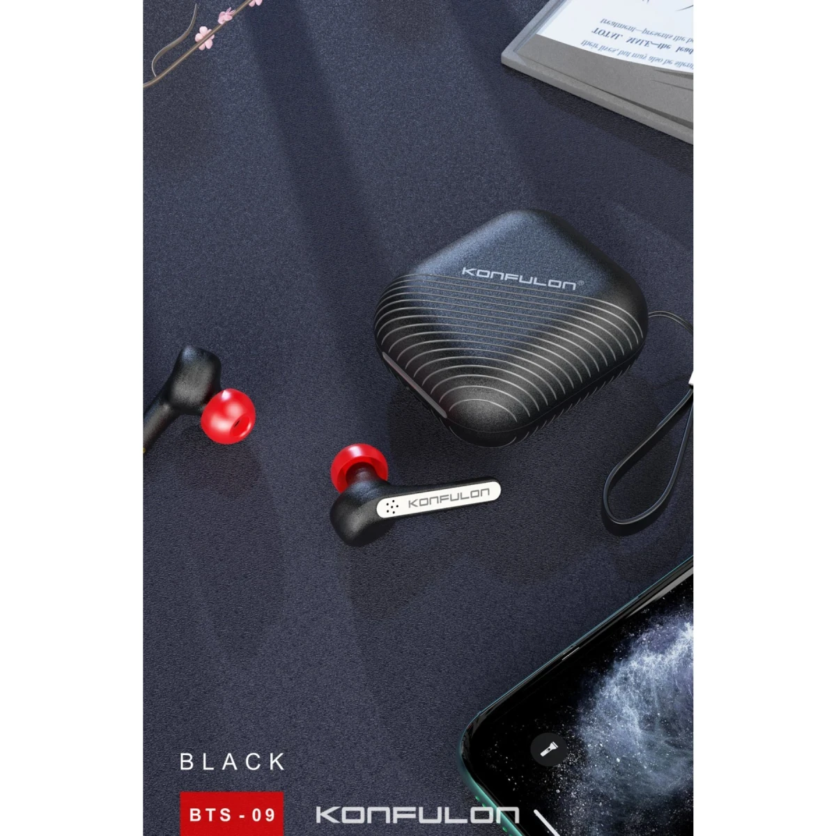Konfulon BTS09 Kablosuz Airpods Kulaklık - Siyah — görsel 10