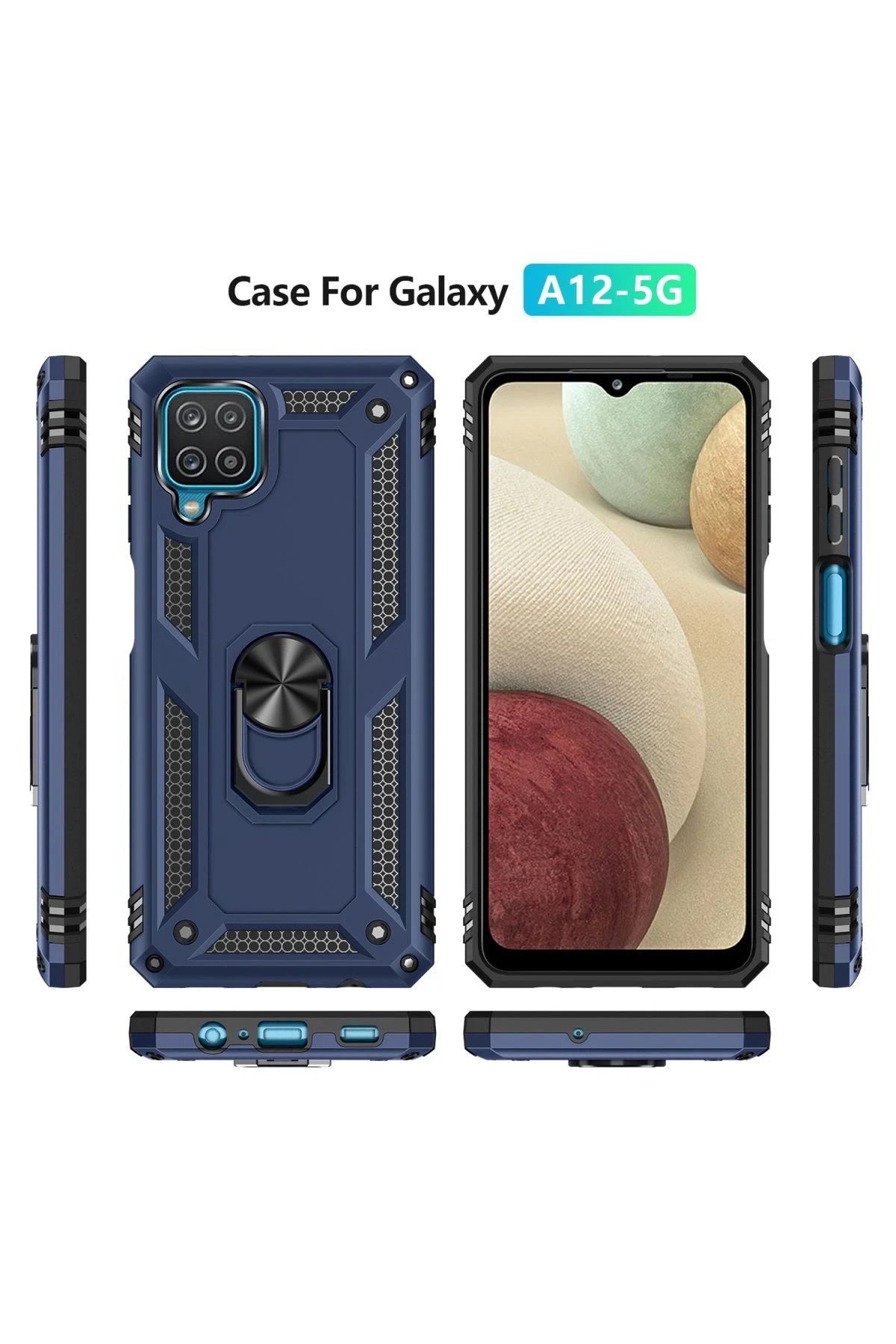 Newface Samsung Galaxy A22 Kılıf Sofya Yüzüklü Silikon Kapak - Lacivert
