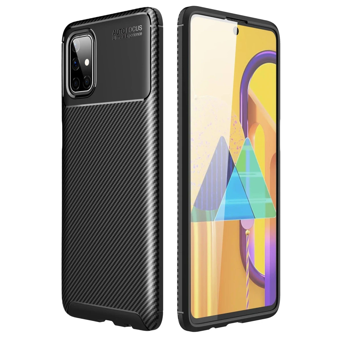 Newface Samsung Galaxy M51 Kılıf Auto Focus Karbon Kapak - Siyah — görsel 3