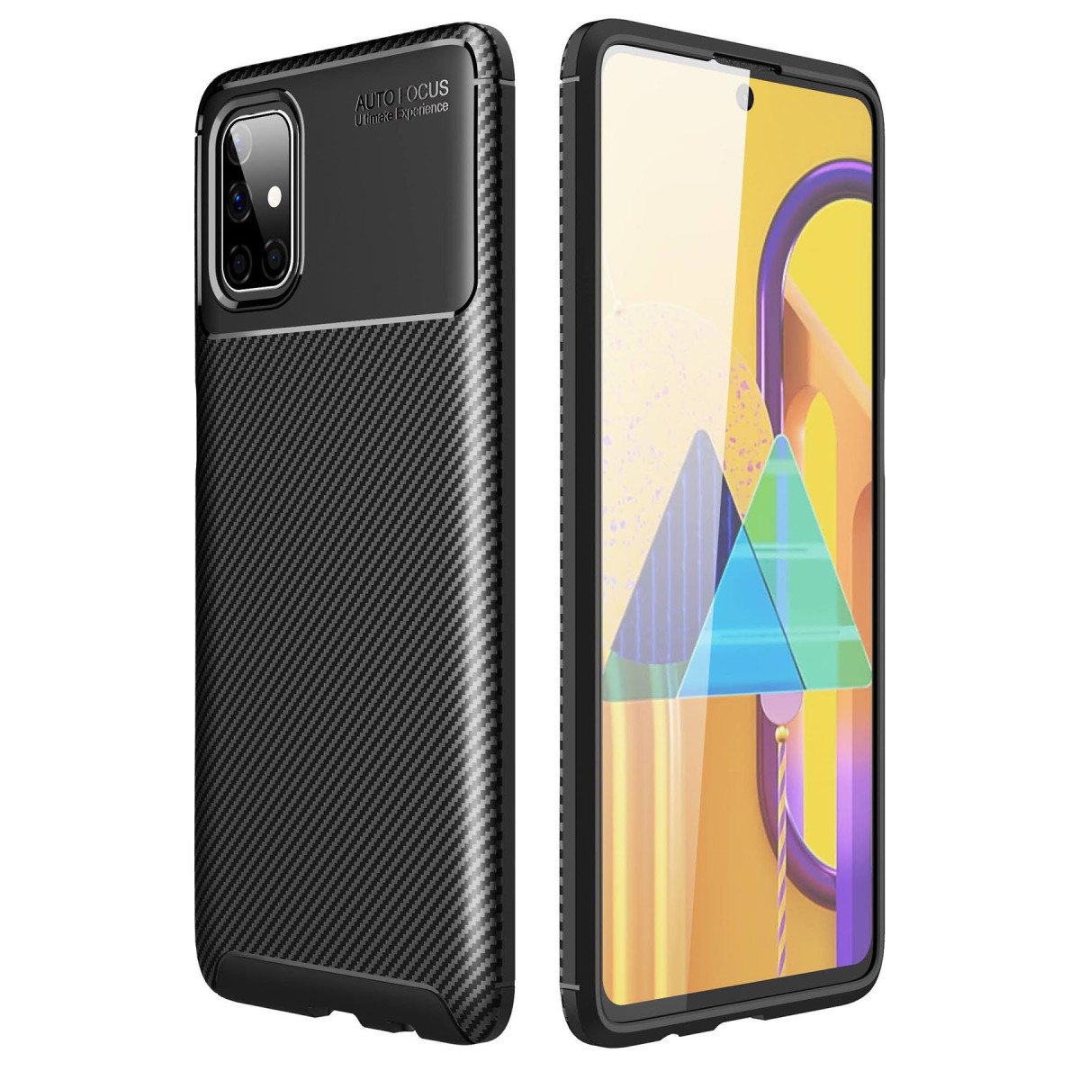 Newface Samsung Galaxy M51 Kılıf Auto Focus Karbon Kapak - Siyah — görsel 5