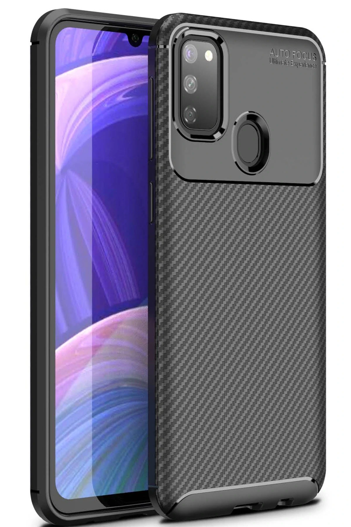 Newface Samsung Galaxy M30S Kılıf Auto Focus Karbon Kapak - Siyah