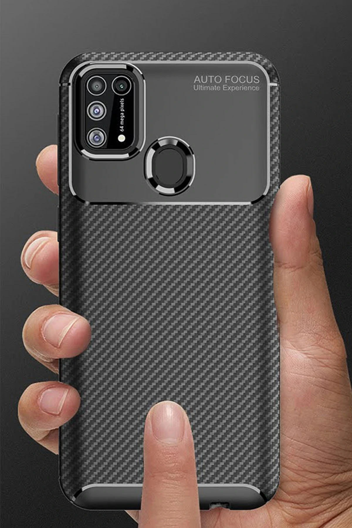 Newface Samsung Galaxy M31 Kılıf Auto Focus Karbon Kapak - Siyah — görsel 3