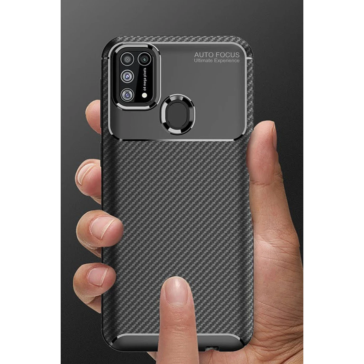 Newface Samsung Galaxy M31 Kılıf Auto Focus Karbon Kapak - Siyah — görsel 8