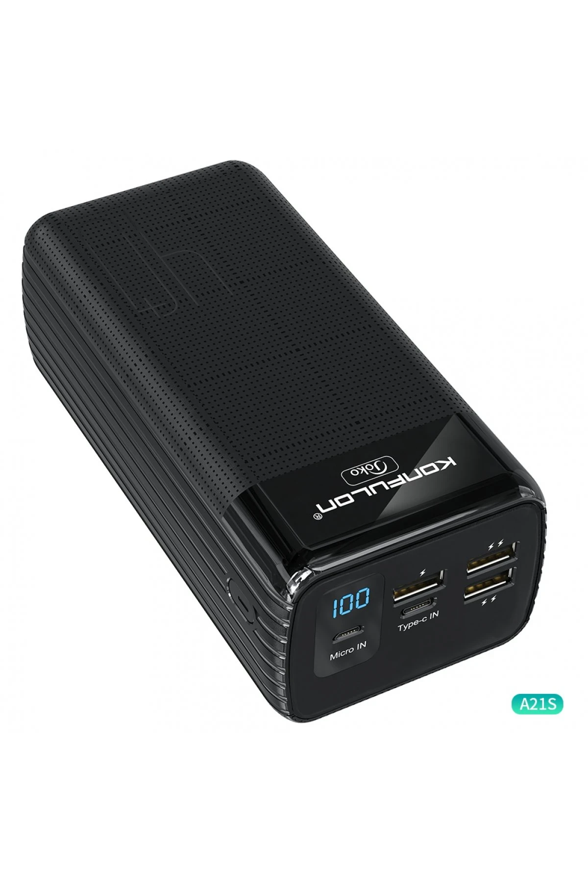 Konfulon A21S Led Işıklı Powerbank 40.000 mAh - Siyah