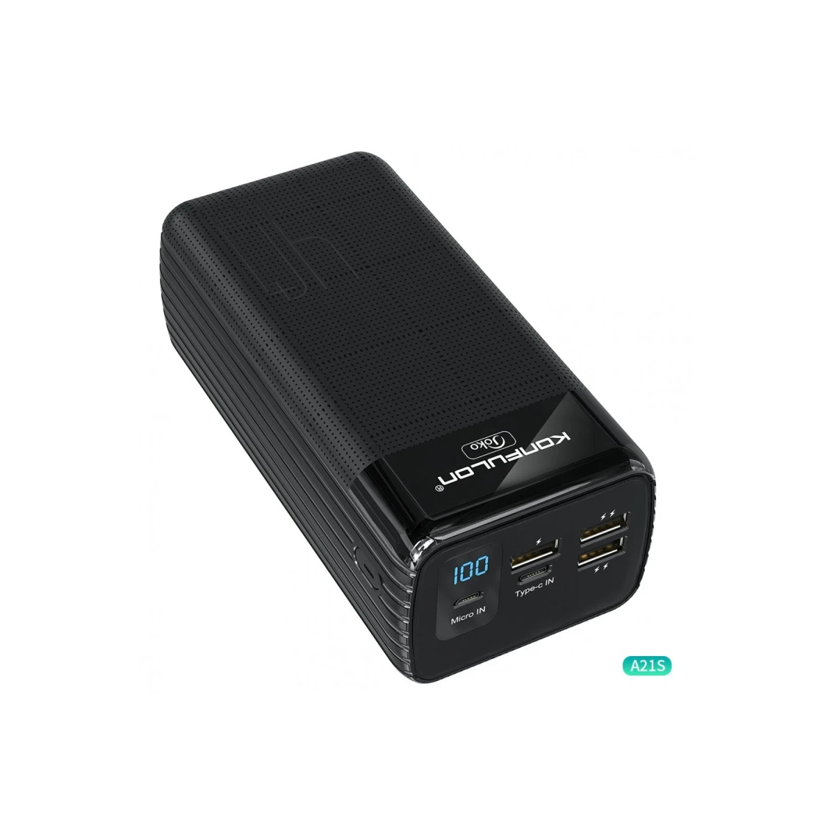 Konfulon A21S Led Işıklı Powerbank 40.000 mAh - Siyah — görsel 3