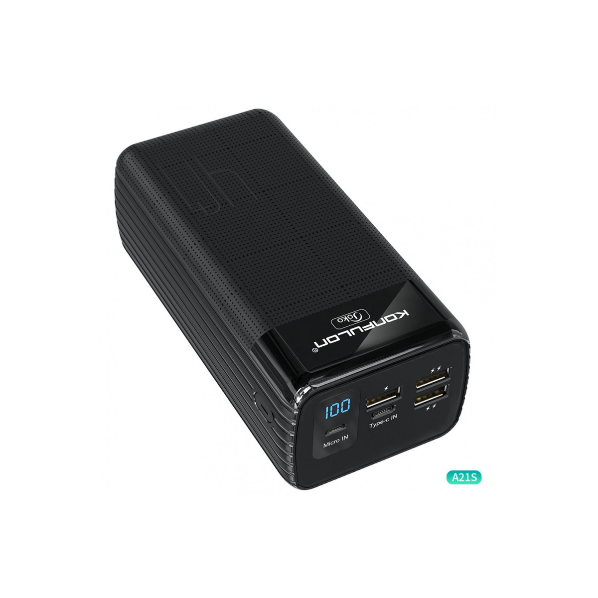 Konfulon A21S Led Işıklı Powerbank 40.000 mAh - Siyah — görsel 5