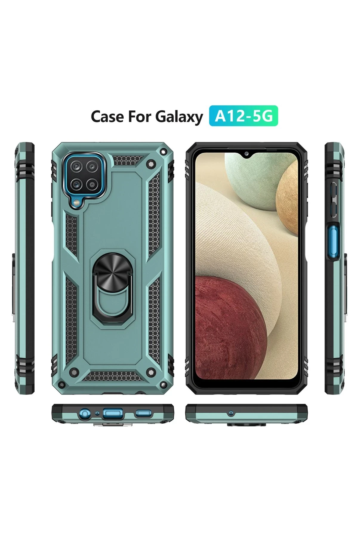 Newface Samsung Galaxy A22 Kılıf Sofya Yüzüklü Silikon Kapak - Yeşil