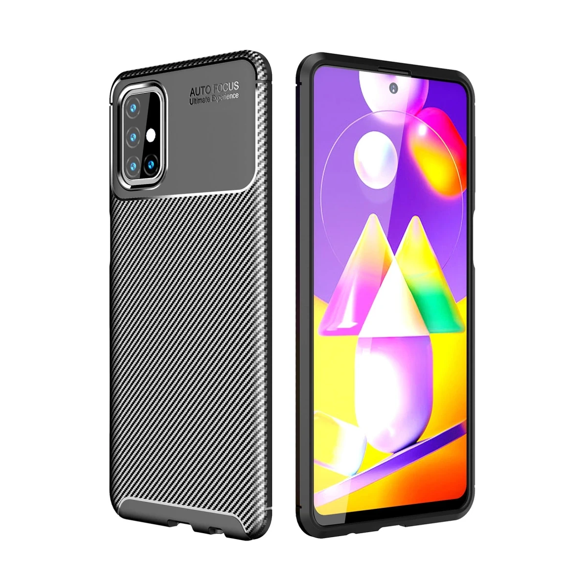 Newface Samsung Galaxy M31S Kılıf Auto Focus Karbon Kapak - Siyah — görsel 3
