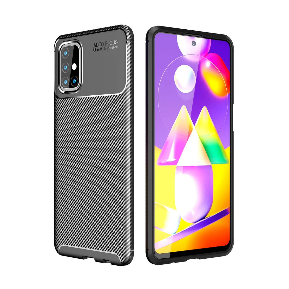 Newface Samsung Galaxy M31S Kılıf Auto Focus Karbon Kapak - Siyah — görsel 5