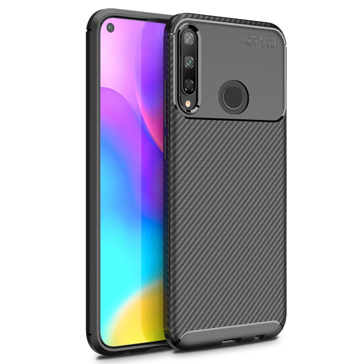 Newface Huawei P40 Lite E Kılıf Auto Focus Karbon Kapak - Siyah — görsel 7