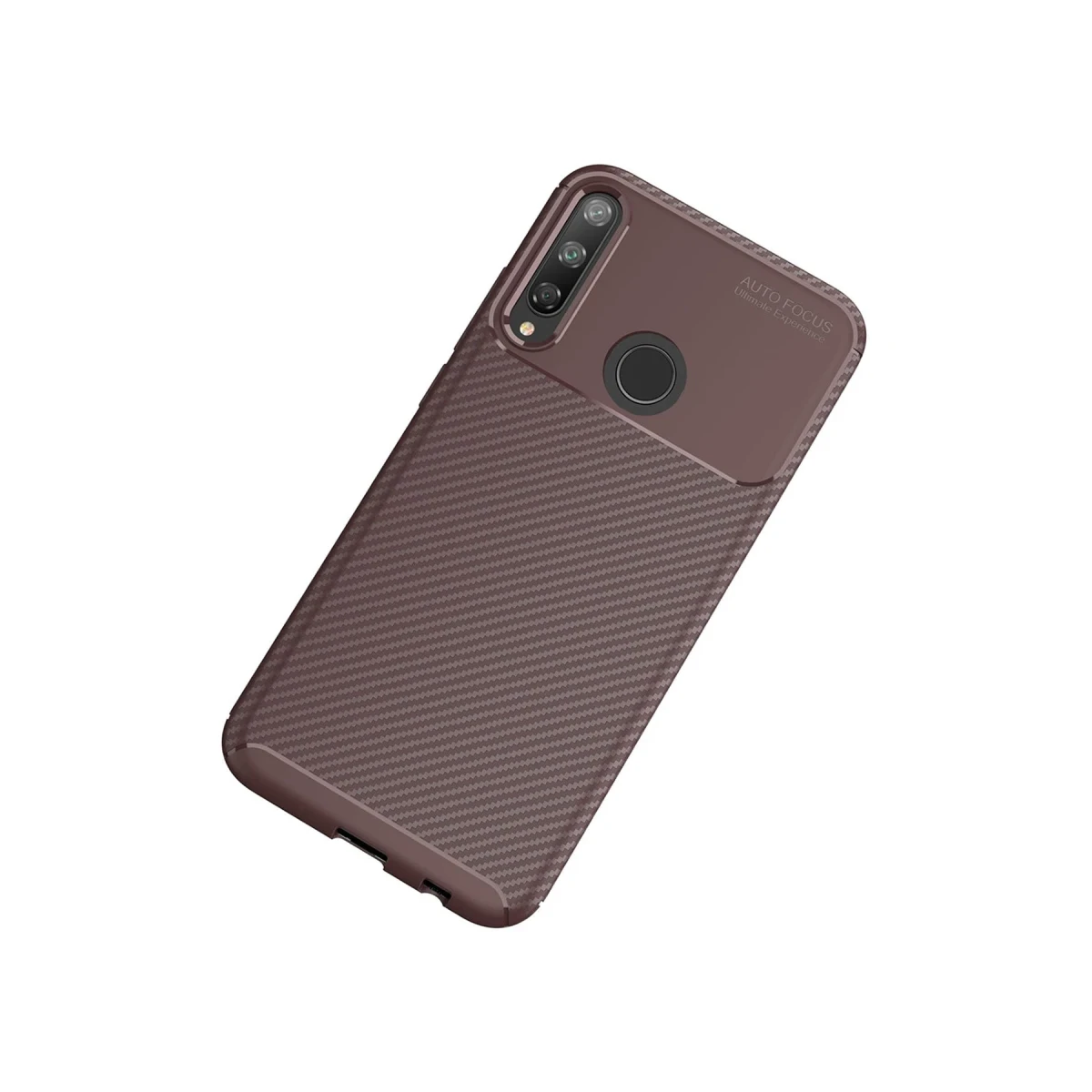Huawei P40 Lite E Kılıf Auto Focus Karbon Kapak - Kahverengi
