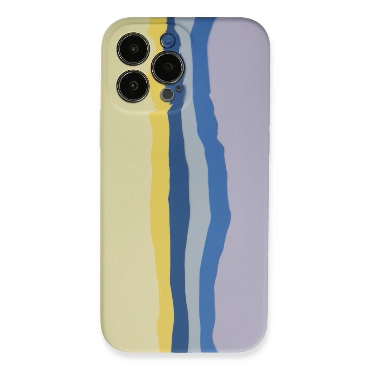 Newface Apple iPhone 13 Pro Kılıf Ebruli Lansman Silikon - Sarı-Lila