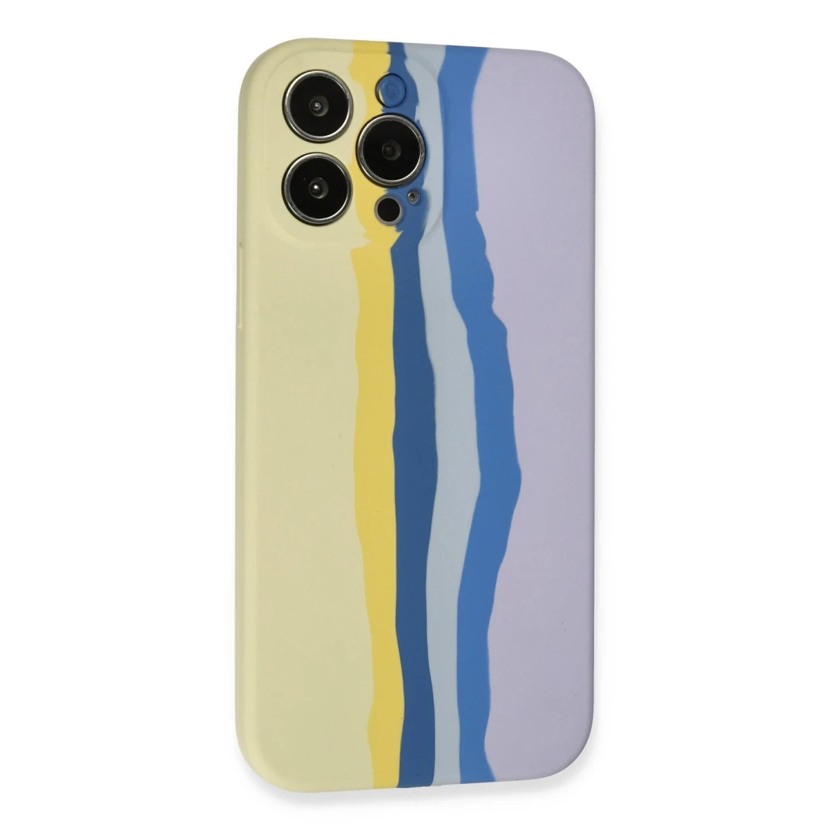 Newface Apple iPhone 13 Pro Kılıf Ebruli Lansman Silikon - Sarı-Lila