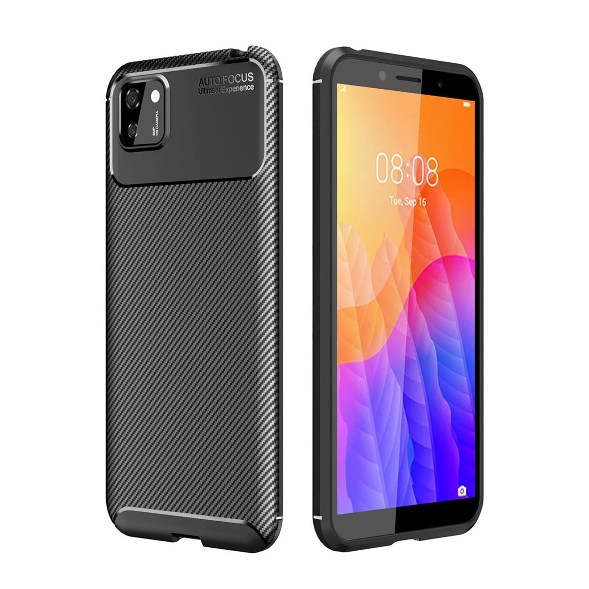 Newface Huawei Y5P Kılıf Auto Focus Karbon Kapak - Siyah — görsel 4