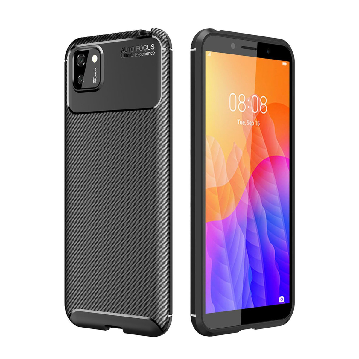 Newface Huawei Y5P Kılıf Auto Focus Karbon Kapak - Siyah — görsel 7