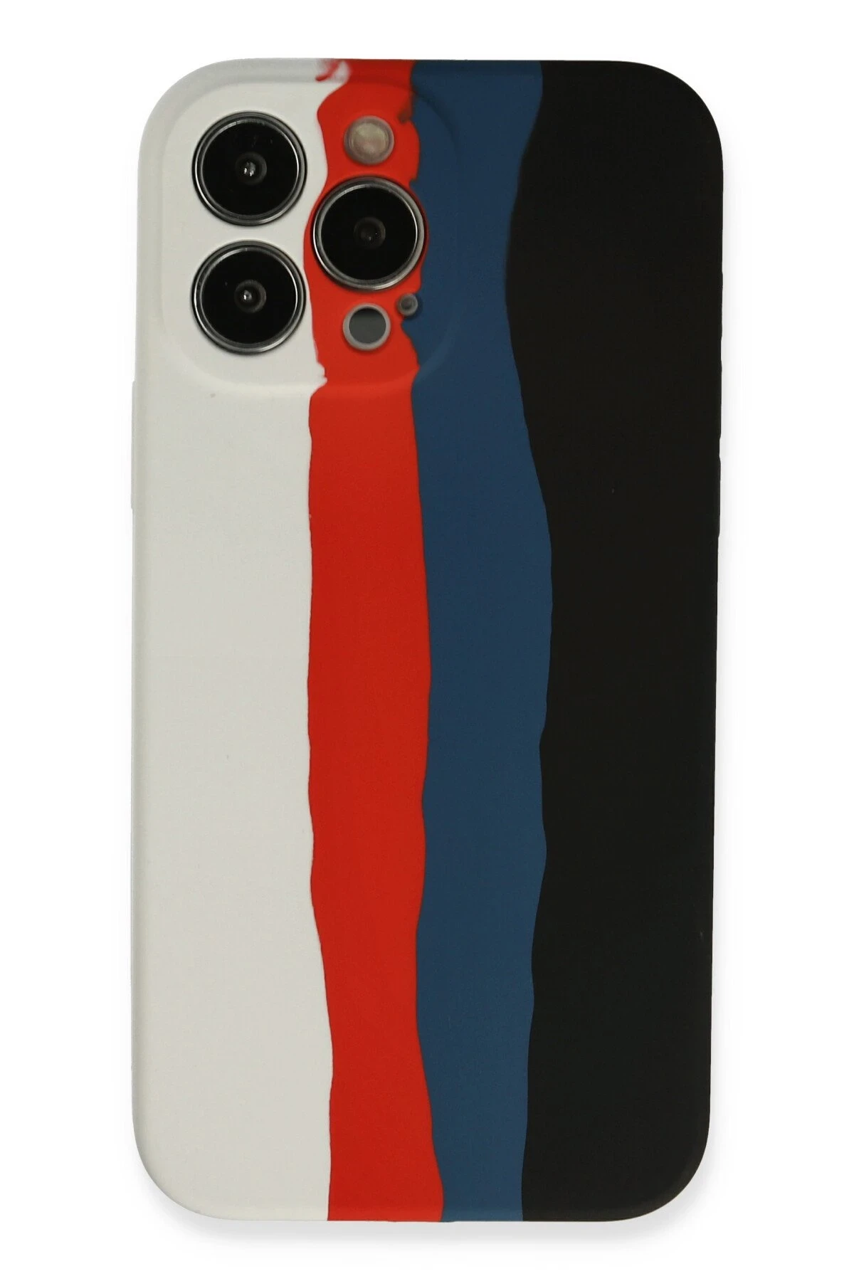 Newface iPhone 13 Pro Kılıf Ebruli Lansman Silikon - Beyaz-Siyah