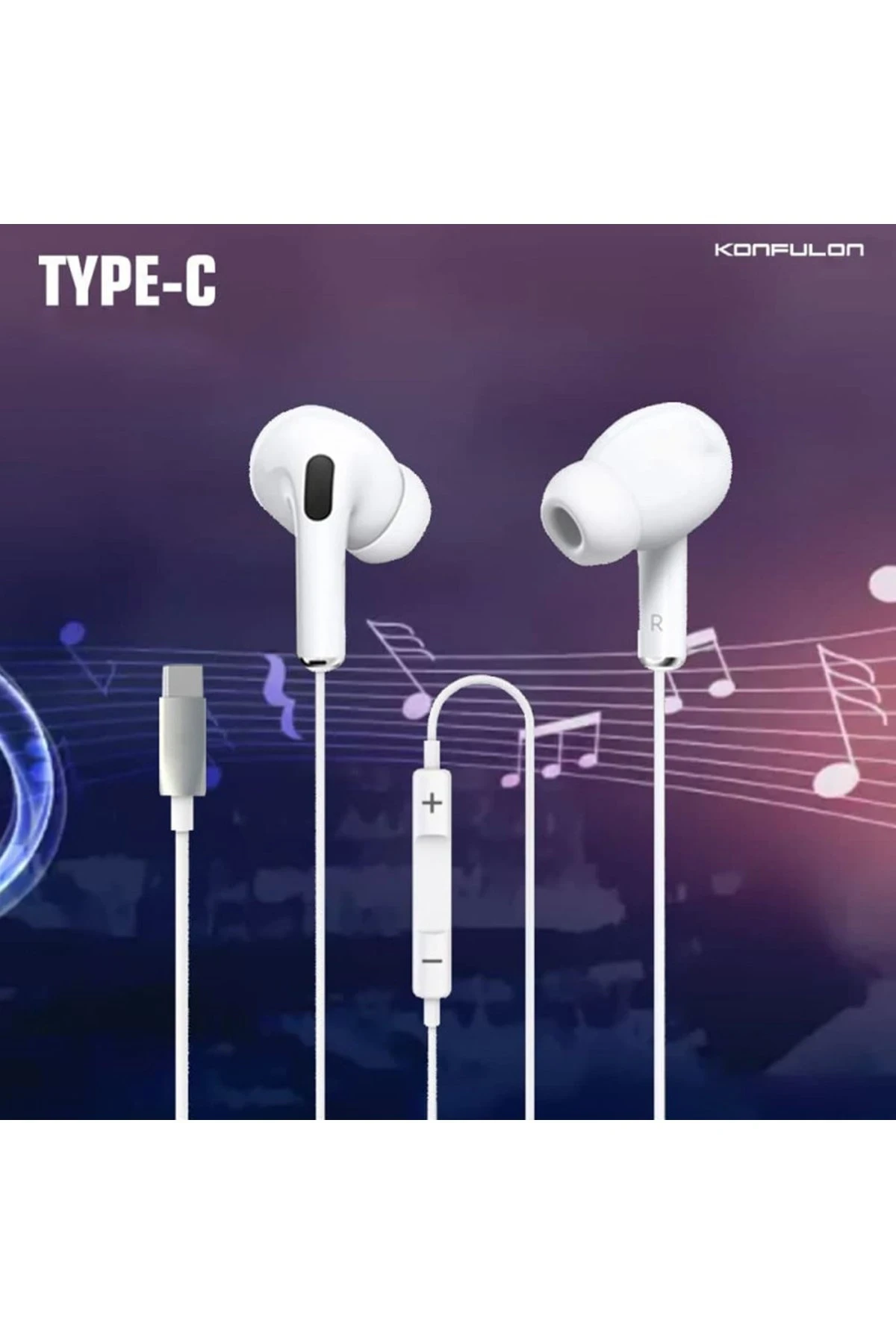 Konfulon INA16 Type-C Kablolu Kulak İçi Kulaklık - Beyaz — görsel 2
