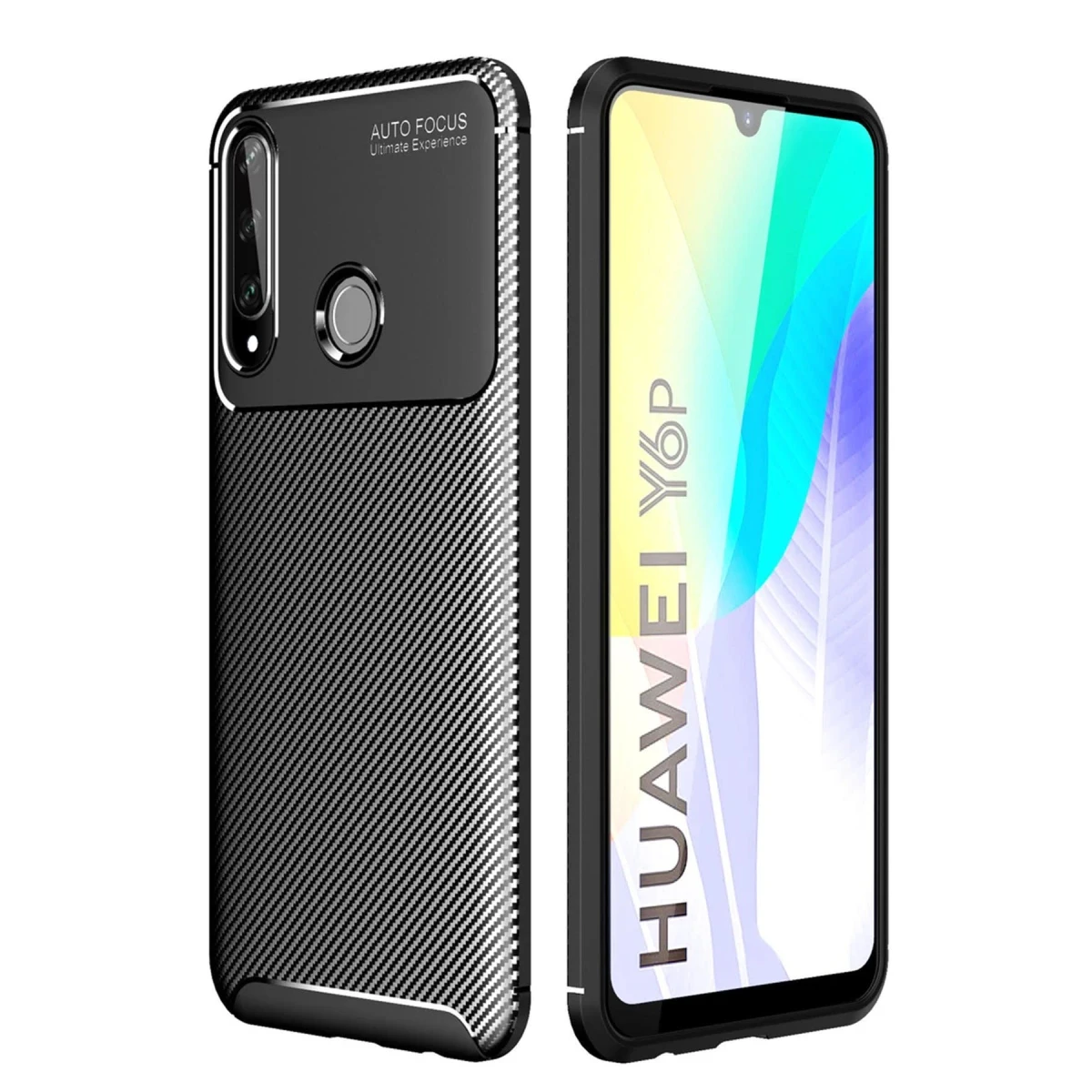 Newface Huawei Y6P Kılıf Auto Focus Karbon Kapak - Siyah — görsel 4