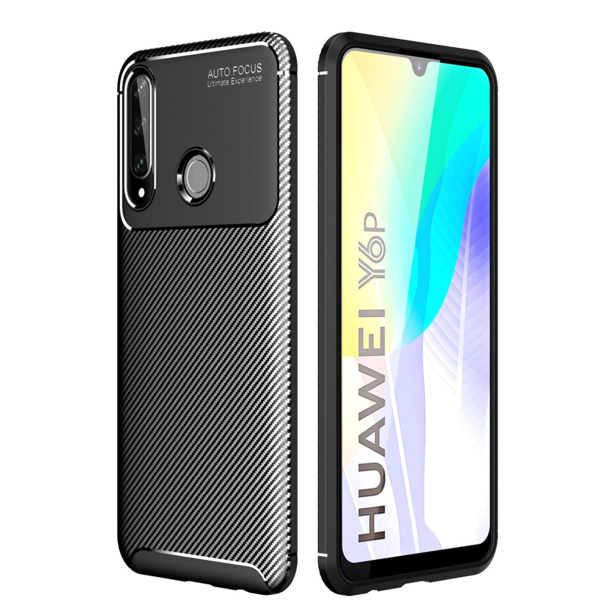 Newface Huawei Y6P Kılıf Auto Focus Karbon Kapak - Siyah — görsel 7