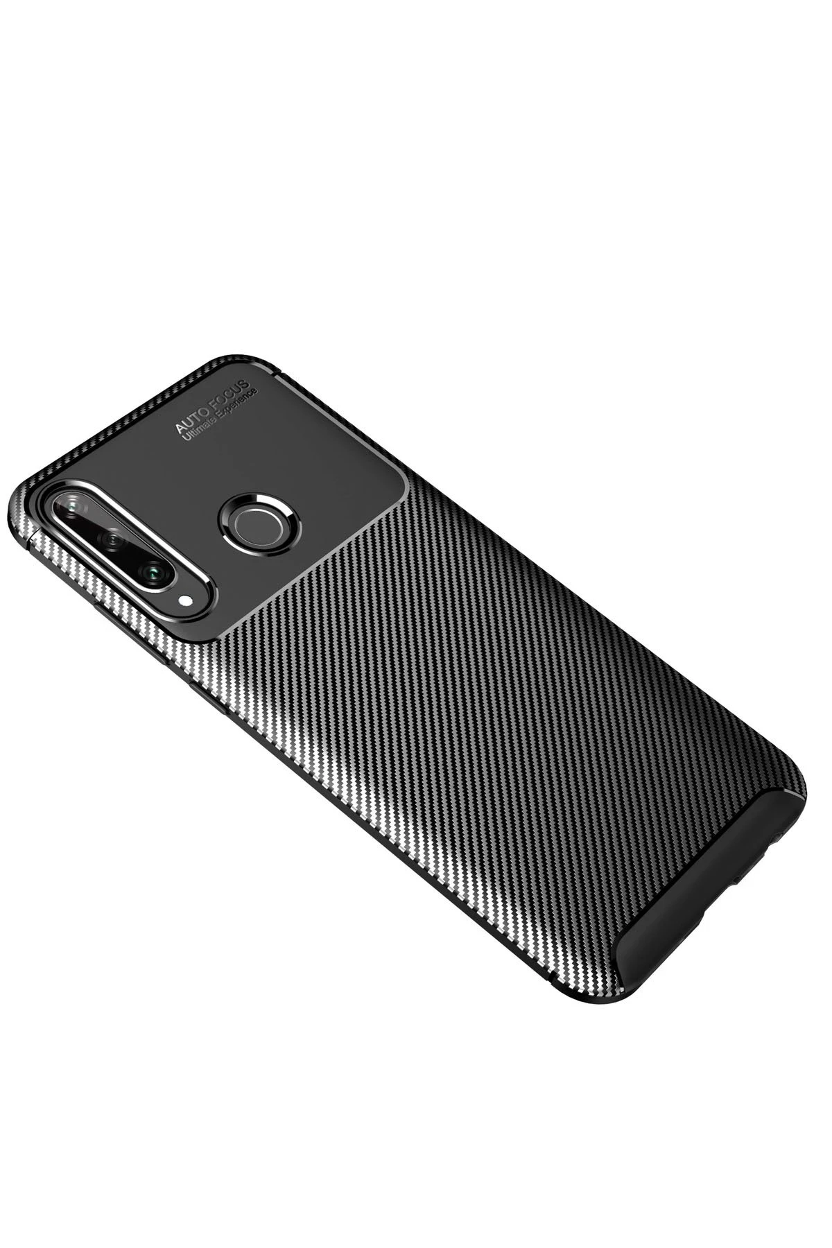 Newface Huawei Y6P Kılıf Auto Focus Karbon Kapak - Siyah — görsel 2