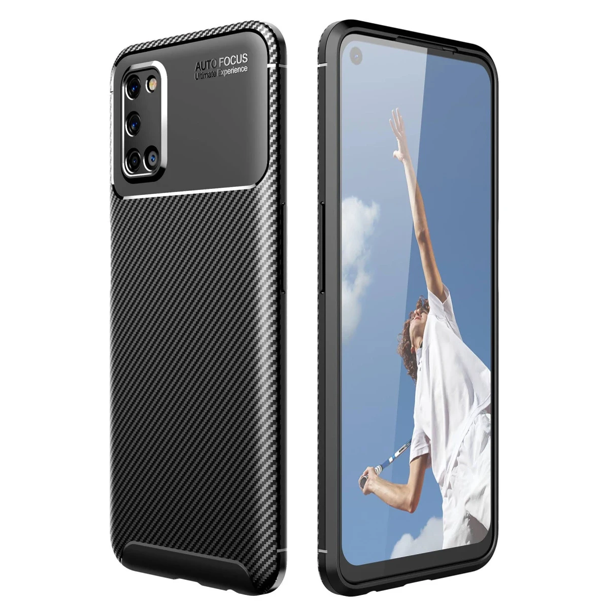 Newface Oppo A52 Kılıf Auto Focus Karbon Kapak - Siyah — görsel 4